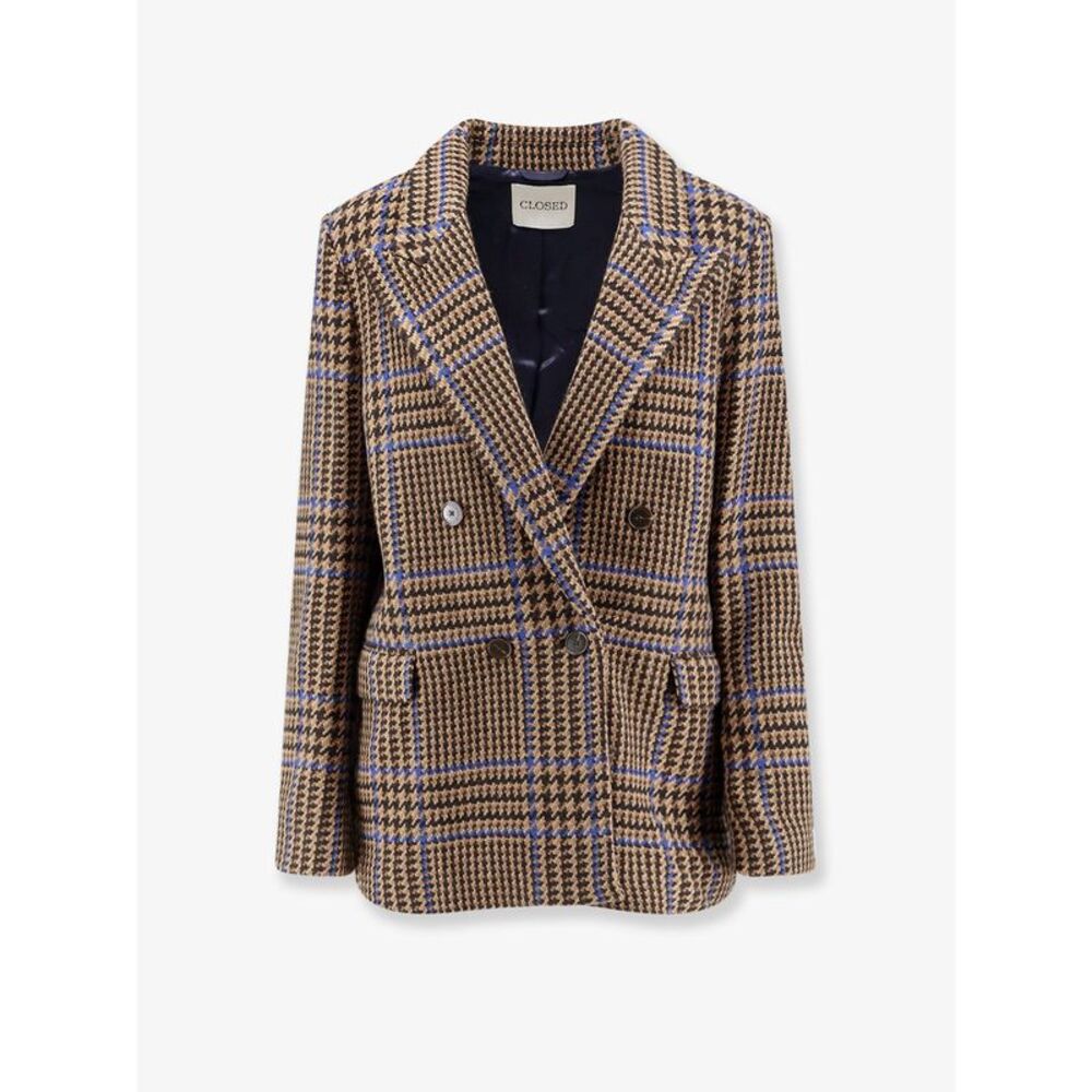 Closed Women Double-Breasted Prince-Of-Wales Coat